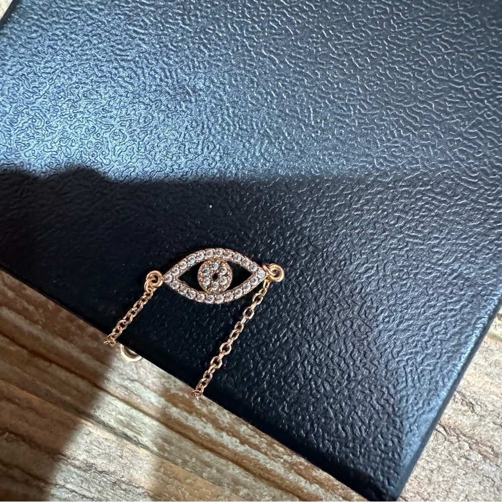14k Rose Gold Diamond Evil Eye Bracelet